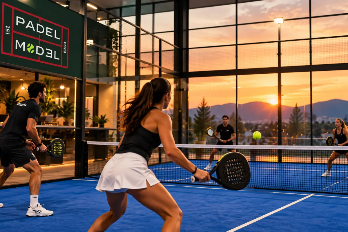 Des joueurs de padel sur un terrain panoramique intérieur chez Padel Model à Richmond, C.-B.