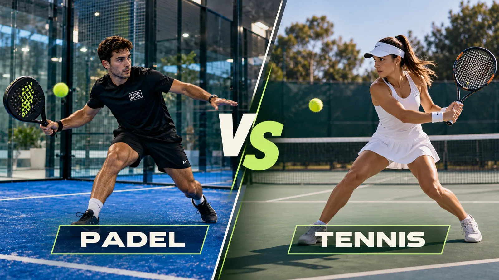 Comparaison padel et tennis montrant un terrain de padel intérieur chez Padel Model à Richmond, C.-B.